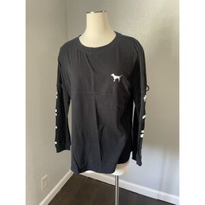 Pink Victoria's Secret Dog Black Long Sleeve T-Shirt Women's L